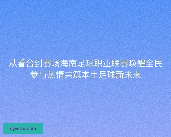 从看台到赛场海南足球职业联赛唤醒全民参与热情共筑本土足球新未来